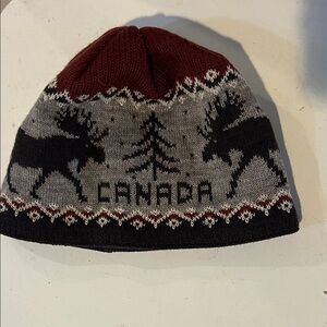 Vintage wool Men's Canada Moose tree snow hat by Kootenay Knitting